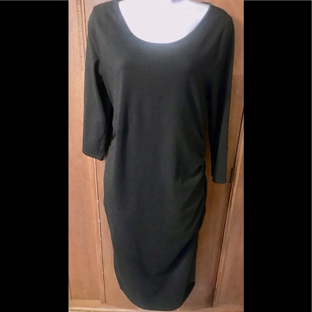 Isabel Maternity Black Ruched Sheath Dress, sz M